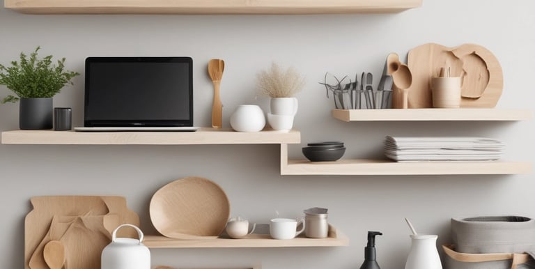 A vibrant flat lay of popular consumer electronics and accessories on a wooden table.
