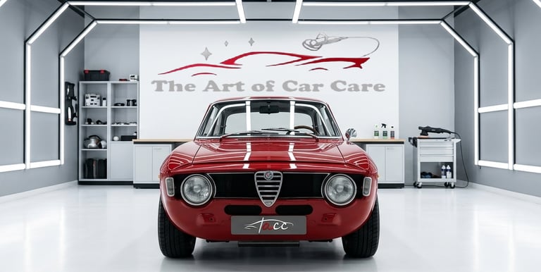 Alfa Romeo Giulia d'epoca restaurata e lucidata in un centro di detailing TACC - The Art of Car Care
