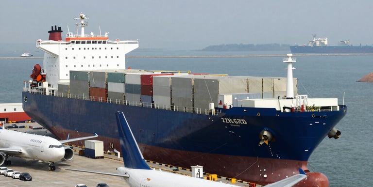 A busy warehouse with organized shelves and workers handling packages efficiently.