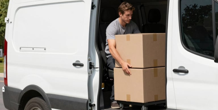 A Swifthaul Movers truck loaded and ready to roll on a sunny day.