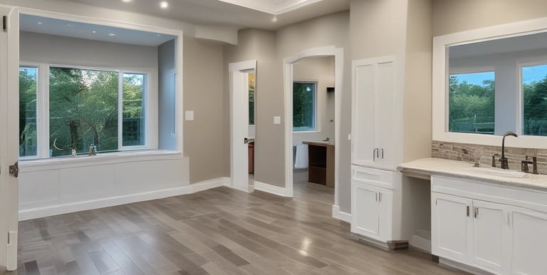 Construction debris fills a large container, including broken ceramic pieces, a discarded newspaper, and a pipe. A brick and various rubble materials add to the chaotic mix.