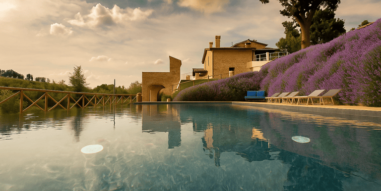 vista colline piscina villa matrimonio Marche