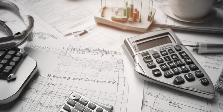 An office setting showcasing financial documents and compliance materials.