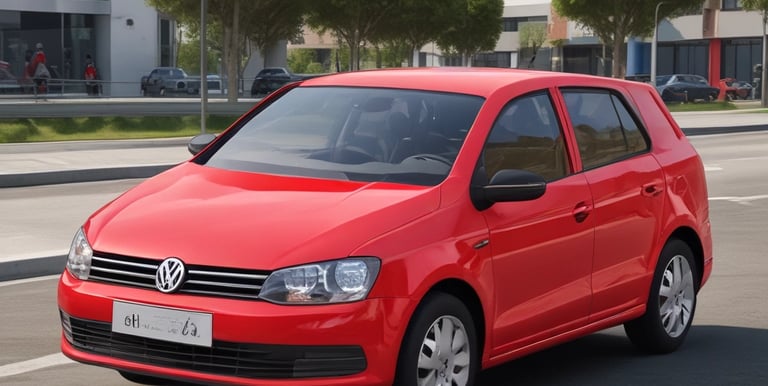 A person is driving a vehicle, holding the steering wheel with both hands. The focus is on the driver who is wearing glasses and a wristwatch, with light streaming in from a window. There are green trees visible outside through the windshield.