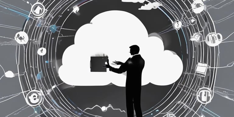 A smartphone is displayed on a black stand, showing an app with the text 'Transforming Ideas into Reality'. Behind the phone, there are blurred green plants. To the left, a white mug with 'webflow' written on it is placed. The scene is set against a dark surface, and there is a checkered board partially visible.