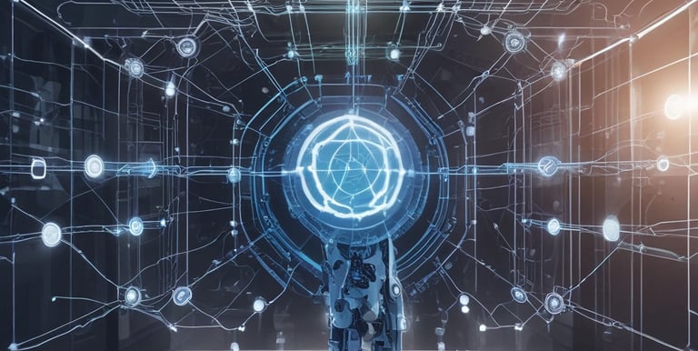 A person holds a smartphone that displays a website in French offering a simple and effective solution for managing social networks. The smartphone screen shows vibrant colors including purple and red text, and the background features green leaves.