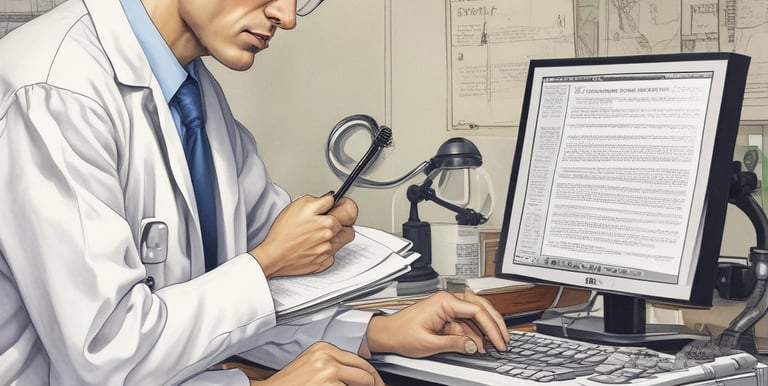 A digital screen displaying analytical data with line graphs, histograms, and numerical values. The data is presented in a user-friendly interface with different shades of blue used to distinguish various elements.