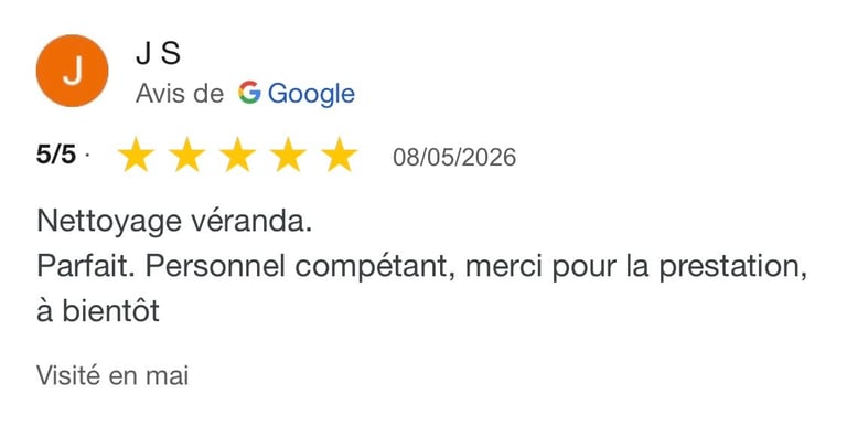 Avis google 5 étoiles clients m&m services pro nettoyage et vitres rouen 