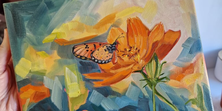 flower paintings, nature paintings, art studios Dorset, learn art, Poole artists, pet portraits,
