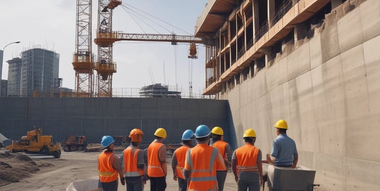 A city street under construction, with a large trench filled with colorful pipes and sand. A red generator and traffic cones are nearby, surrounded by temporary metal fencing. Trees and buildings line the street, with signs indicating road closures.