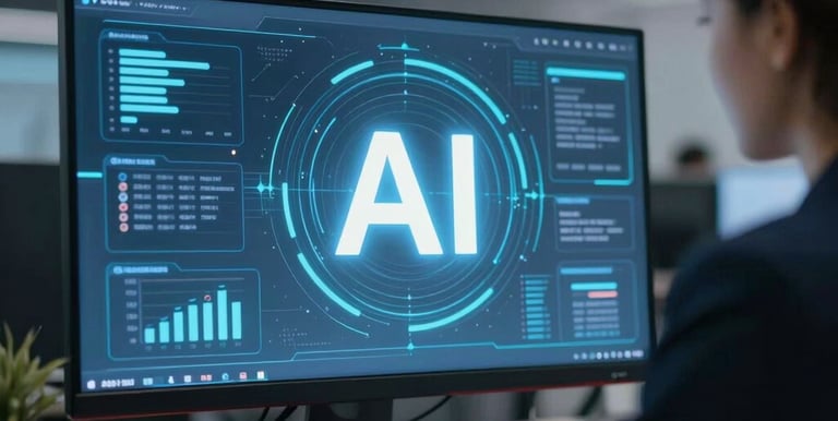 Close-up of a workshop session where attendees actively engage with AI tools guided by Marnie.