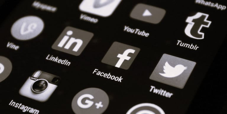 Capture d'écran d'un téléphone présentant plusieurs logos de réseaux sociaux