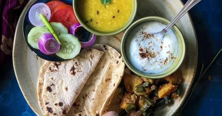 Home cooked well balanced meal with Indian food