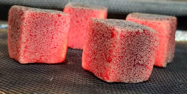 Indonesian factory producing sustainable coconut charcoal briquettes for shisha