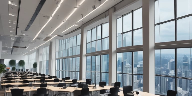 A modern building exterior with signage for the Chicago Trading Company and 425 S Financial Place at Gateway Plaza. The structure features a reflective metallic sign tower with bold lettering. The area appears to be part of a commercial or financial district.