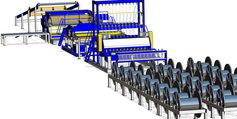 Soudeuse de treillis Système à bobines pour la production de treillis soudé en rouleaux - HMK MCRS
