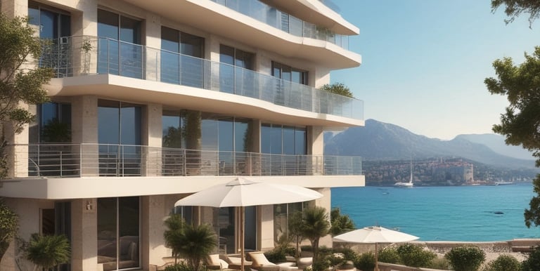 A professional real estate agent showing coastal properties in Montenegro to clients.