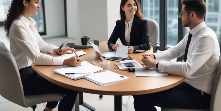 A professional real estate agent showing coastal properties in Montenegro to clients.