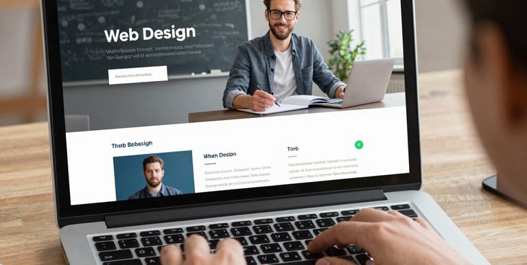 A creative team collaborating over web design mockups in a modern office.