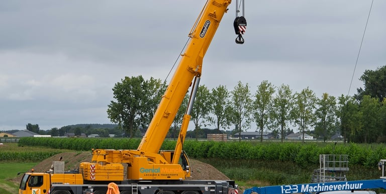 Guindaste telescópico em operação – locação de guindaste
