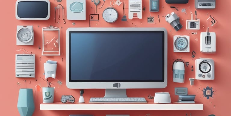 An assortment of kitchen accessories and tech essentials.