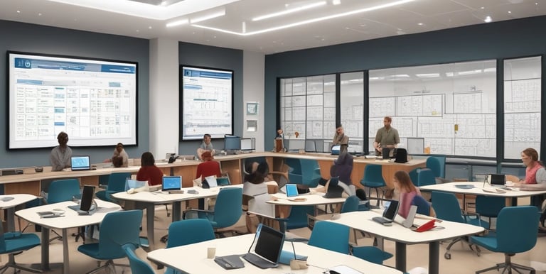 An illustration of technology integration in a classroom setting.