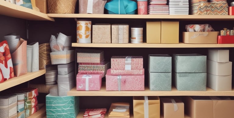 A busy mailbox rental office with various packages and shipping supplies on display.
