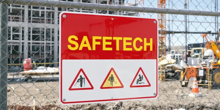 Construction site safety signboard with hazard icons – SignageBoard.ae