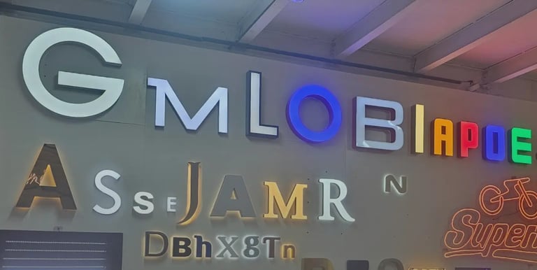 A couple of 3D front and back illuminated letters shown as Customer Signage Board example