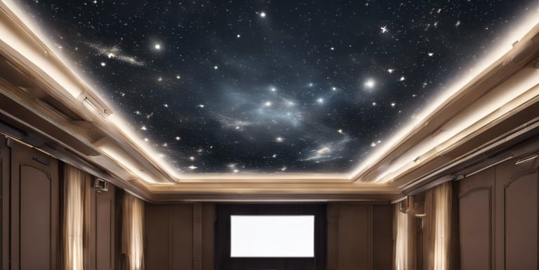 the ceiling of a large building with many windows