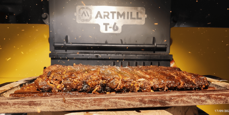 Costela defumada no Pit Smoker Artmill T-6 do Rancho São Bento em Juquitiba.