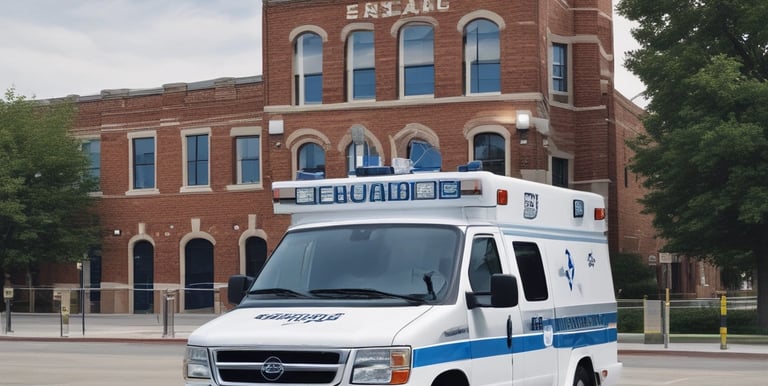 AMBULANCIA TERRESTRE CON LOGO SAC COLOR BLACO Y AZUL