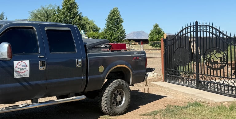 welding truck in Prescott Valley, repairing a gate