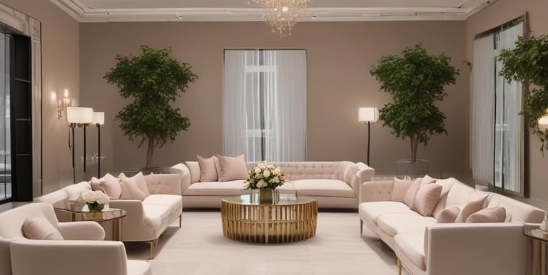 An inviting reception area featuring modern furnishings and a warm ambiance.