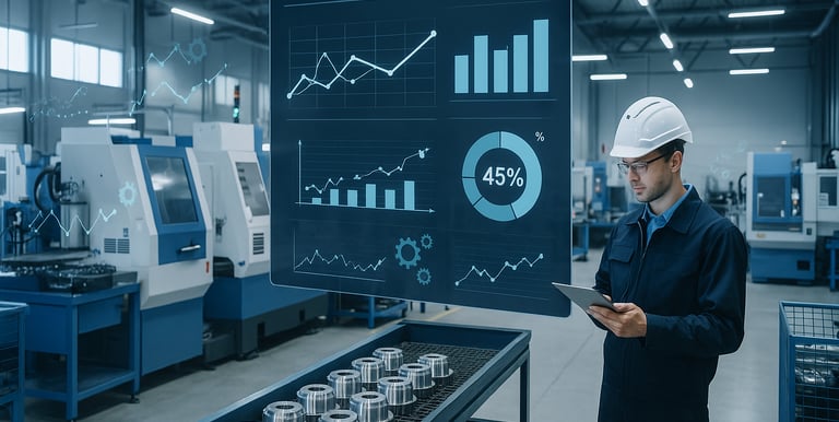 Manufacturing floor with dashboard