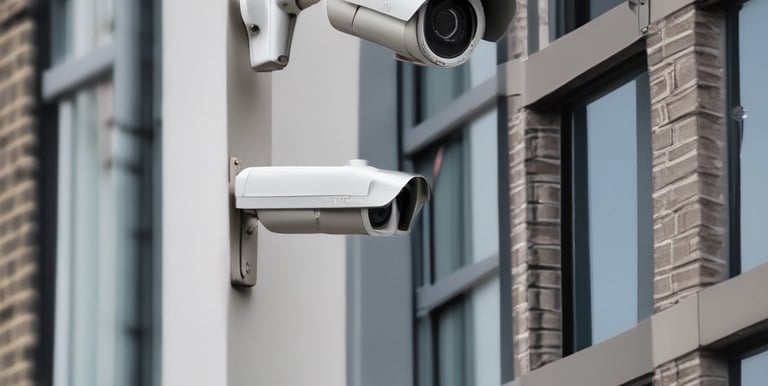 A high-tech CCTV camera monitoring a secure area.