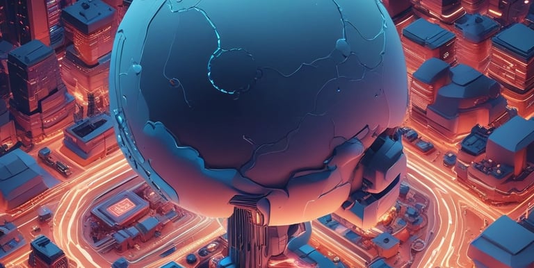 A 3D rendering of a microchip with the letters 'AI' prominently displayed on its surface, set on a dark, circular platform.