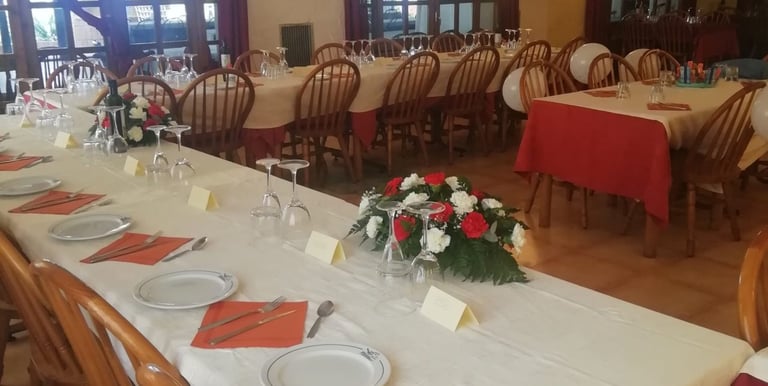Ejemplo de mesa para grupos en el restaurante masía la casona