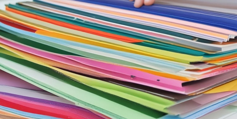 Variety of custom printed products including calendars, stickers, and laser engraved items arranged neatly.