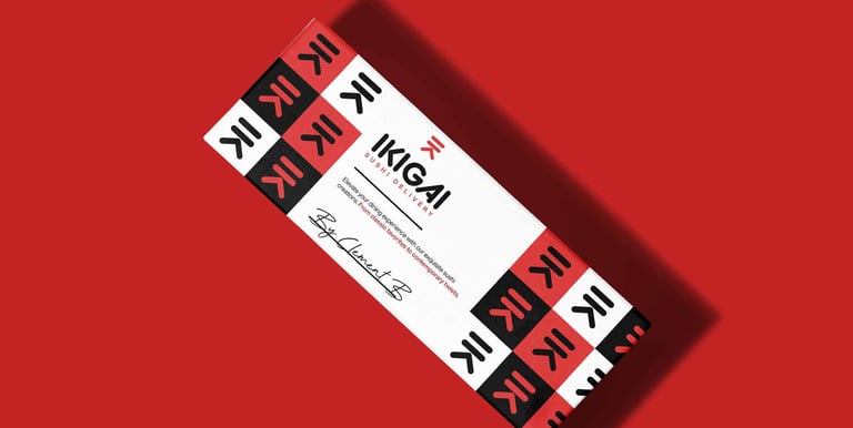 a ticket card with a red background and a white ticket