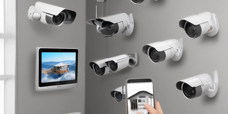A professional team setting up advanced surveillance cameras in a modern office.