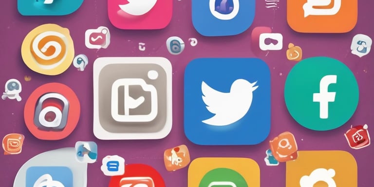 Creative digital marketing workspace with vibrant social media campaign visuals on screens.