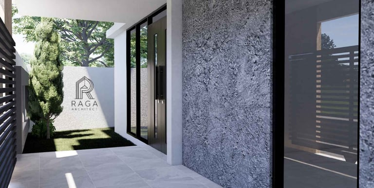 Hunian modern 2 lantai dengan fasad kaca besar