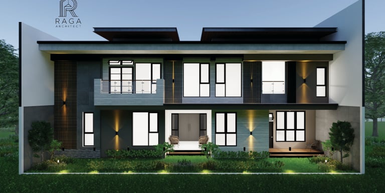 Hunian dua lantai modern tropis karya Raga Architect untuk Mrs. Fitri di Tasikmalaya, dengan fasad k