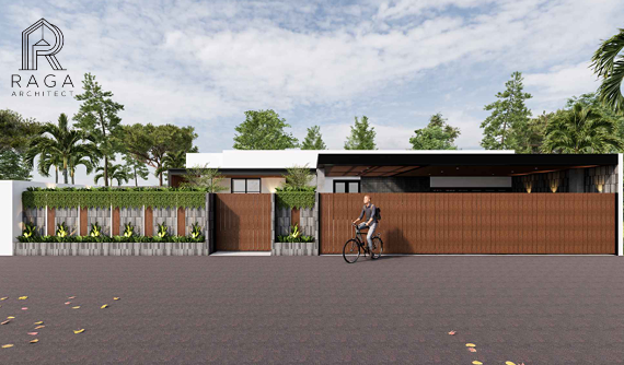 Hunian mewah milik Mr Reza di Bukit Tinggi, berlantai dua dengan kolam renang outdoor dan taman trop