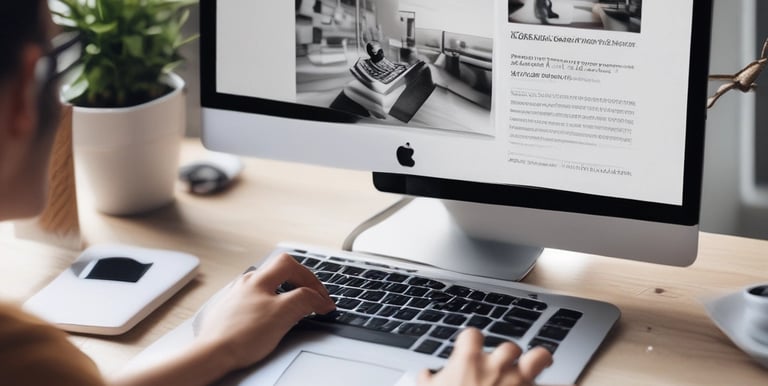 A vibrant office scene showing a designer working on a WordPress theme on a desktop computer.