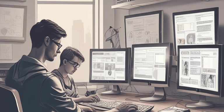 A vibrant workspace showcasing professionals collaborating on innovative tech solutions and corporate gifting.