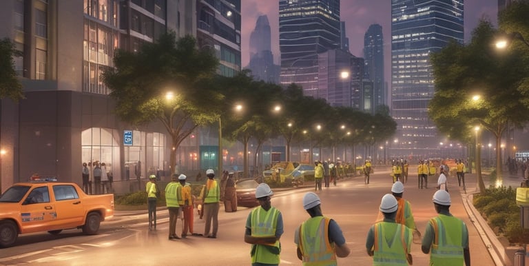 A modern engineering office with professionals collaborating.