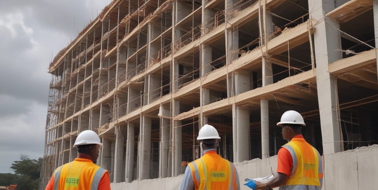 A modern engineering office with professionals collaborating.