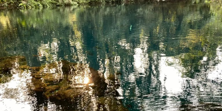 a river with a boat in the water
